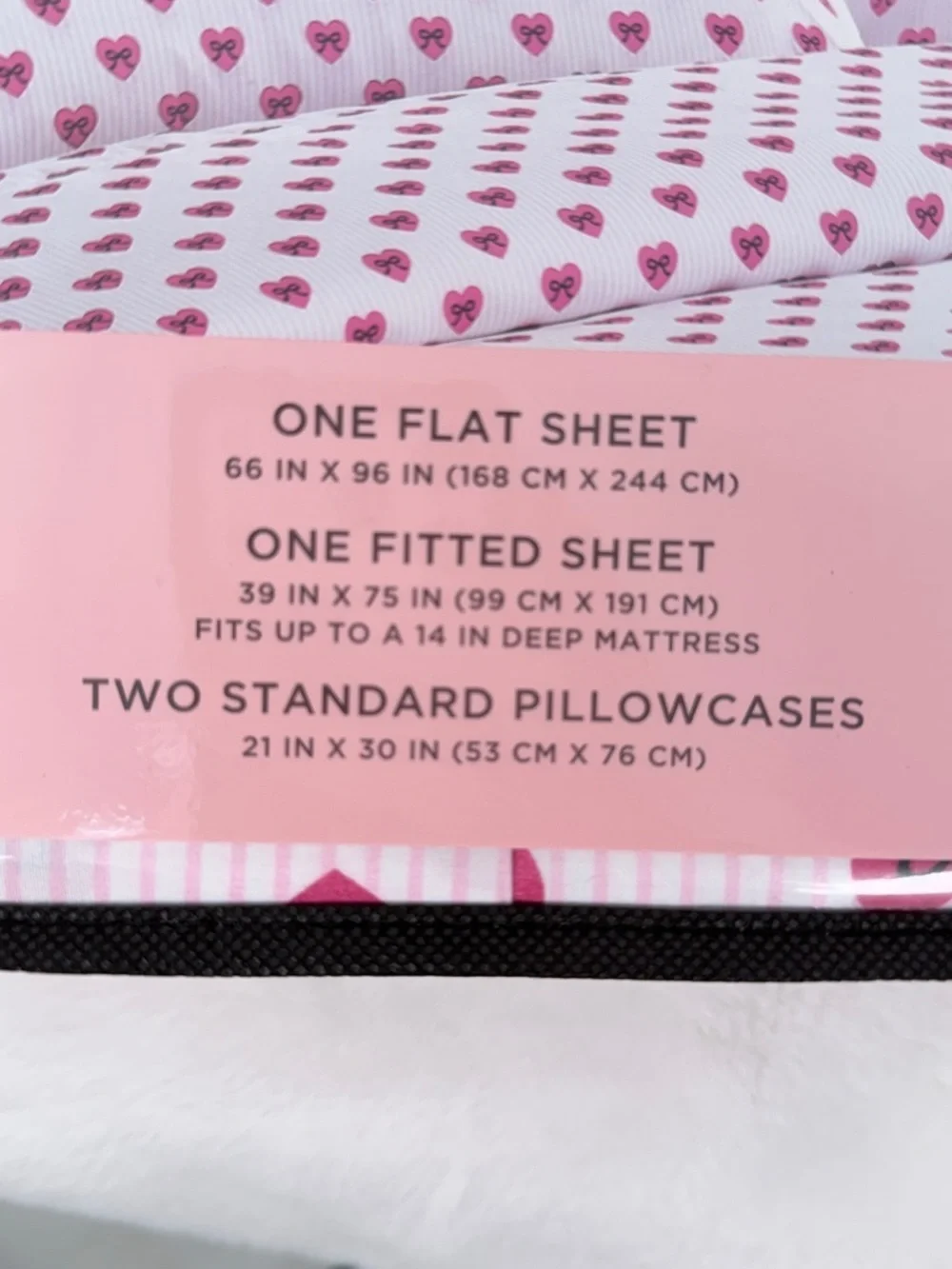 Juicy Couture Home Pink Heart Bow Twin Sheet Set 4 Piece Bedding Set
